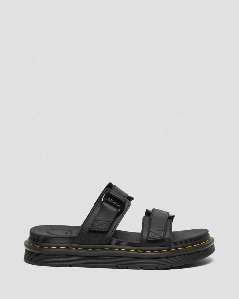 Dr Martens Chilton Men's Leren Schuifsandalen Heren Zwart | NL 172VRW